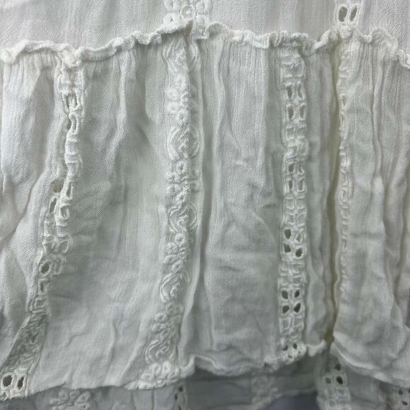 Free People Women's L Long Sleeves Embroidery White Lace Kiss Kiss Tunic Boho - Picture 12 of 16
